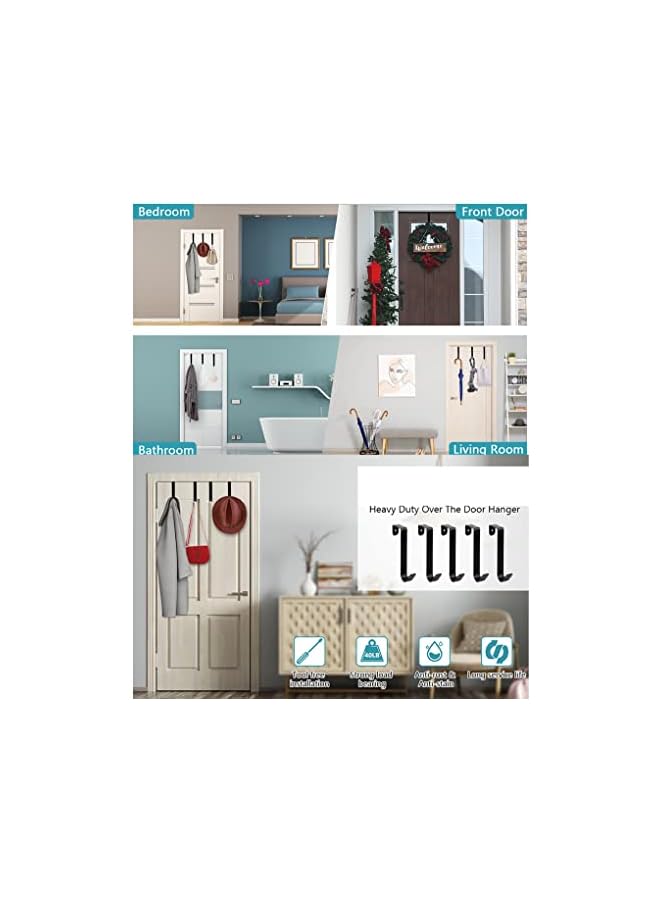 S-TOP Over The Door Hooks 5 Pack Heavy Duty Over Door Hook for Hanging - Image 3