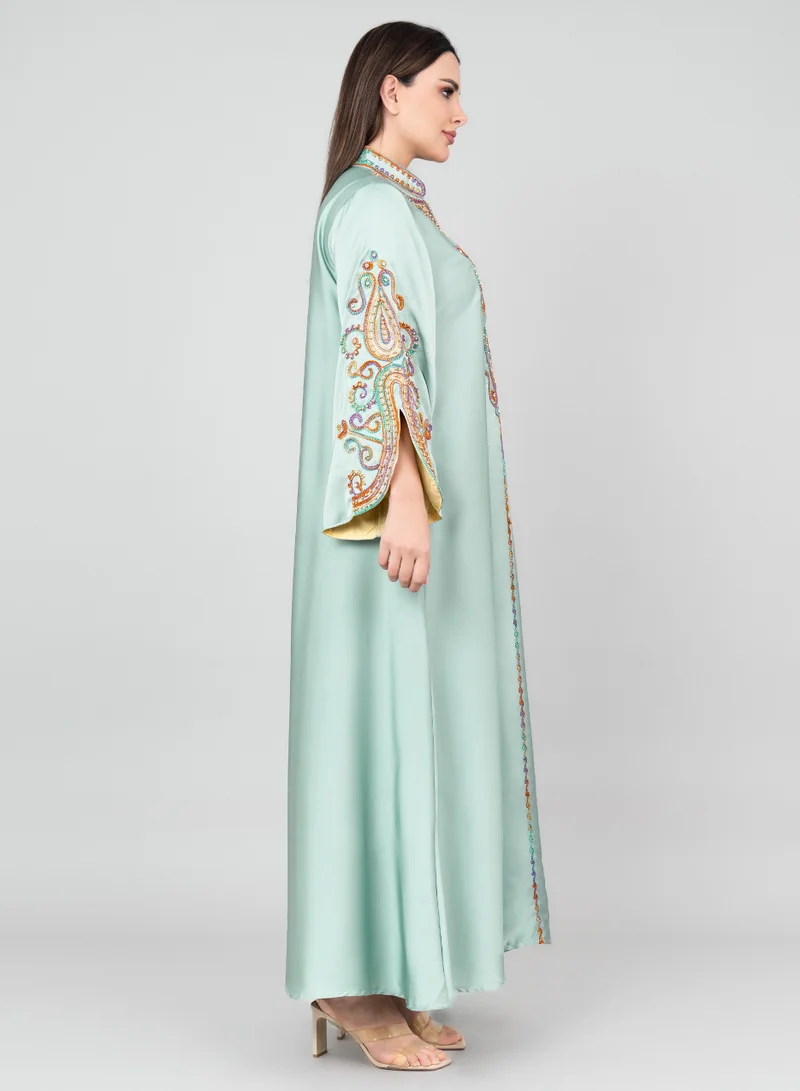 IKKXA Modern Embroidery Jalabiya IK1009 Green