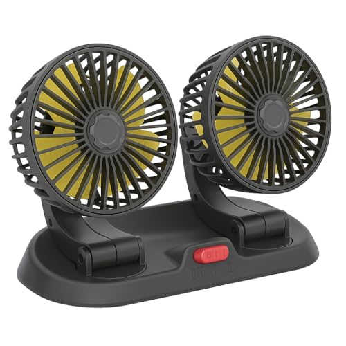 DETACHI 12V DC Electric Car Fan for Dashboard, Portable Fan With 360°Rotatable Head & 3Speed Control-Pack 2, Ultra Silent Operation, Brushless Motor, Suitable For Car,SUV,Bus,Desk-22X14X10cm - Image 1