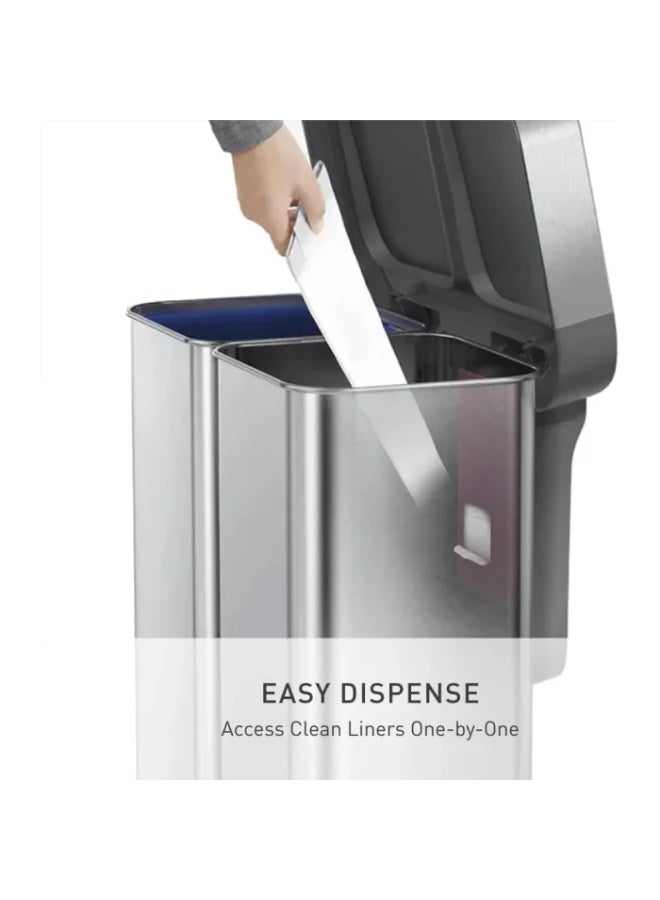 simplehuman 58 Liter / 15.3 Gallon Rectangular Dual Compartment Recycling Step, Brushed Stainless Steel with Soft-Close Plastic Lid Kitchen Trash Can - Image 5