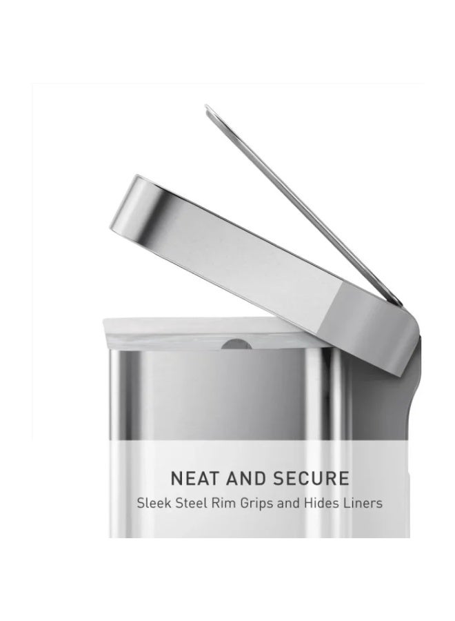 simplehuman 58 Liter / 15.3 Gallon Rectangular Dual Compartment Recycling Step, Brushed Stainless Steel with Soft-Close Plastic Lid Kitchen Trash Can - Image 3