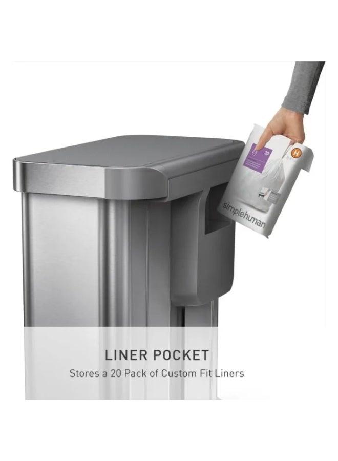 simplehuman 58 Liter / 15.3 Gallon Rectangular Dual Compartment Recycling Step, Brushed Stainless Steel with Soft-Close Plastic Lid Kitchen Trash Can - Image 4