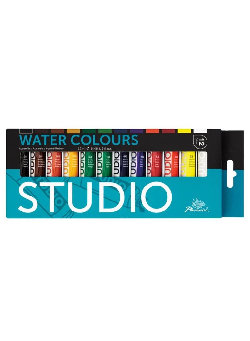 فينيكس مجموعة ألوان مائية مكونة من 12 قطعة متعدد الألوان - Image 1