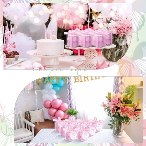 MTLEE 24 Sets Pink Bow Party Favors Small Bubble Candle Baby Shower Favors for Guests Tea Candles Bulk with Stylish Ribbons Cards Gifts Party Decoration(Bright Pink,Bow) - Image 4
