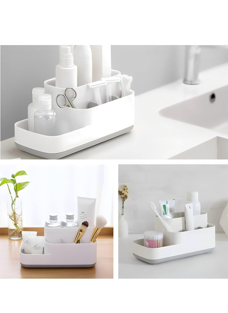 Oasisgalore Bathroom Toothbrush Holder Countertop Organizer,5 Compartments Multifunctional Storage For Toiletry(Gray).  - Image 3
