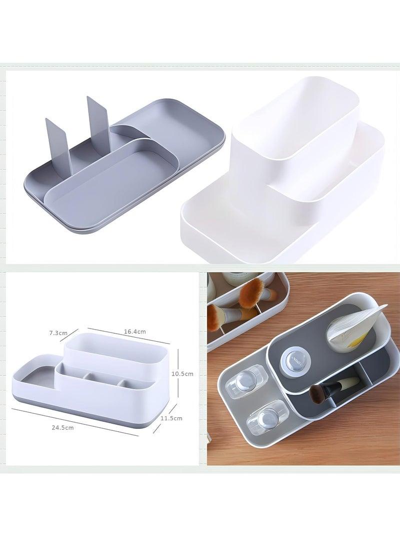 Oasisgalore Bathroom Toothbrush Holder Countertop Organizer,5 Compartments Multifunctional Storage For Toiletry(Gray).  - Image 4
