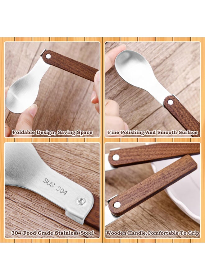SYOSI 2Pcs Foldable Cutlery Set, Portable Folding Spoon and Fork with Wooden Handle, Travel Foldable Spoon, Portable Fork for Camping, Hiking, Picnics, and Outdoor Dining (Natural Wood) - Image 2