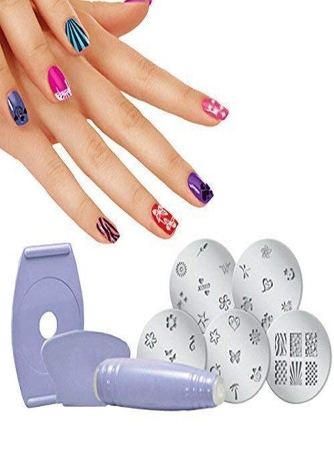 Tilak Venture Chidakash Nail Art Stamping Kit With 5 Rectangular Steel Image Plates, Silicone Stamper & Scraper & Stamping Nail Polish Salon Nail Art Decals Stamp Stamping Polish Design Kit Set - Image 2