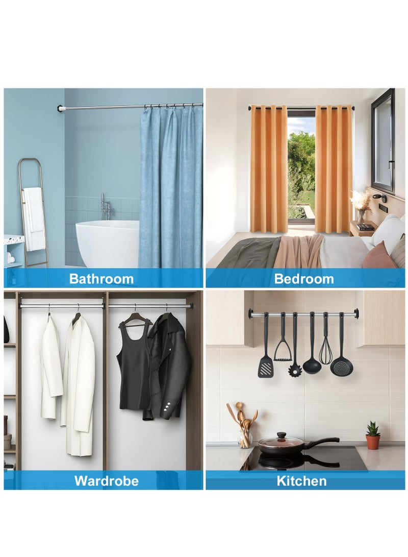2 Pcs Shower Curtain Rod Holder With Buckle Anti Slip No Drill Shower Rod Tension Holder Shower Rod Retainer For Wall, Black, Fits Rod End Caps Of 1.5" In Diameter - Image 4