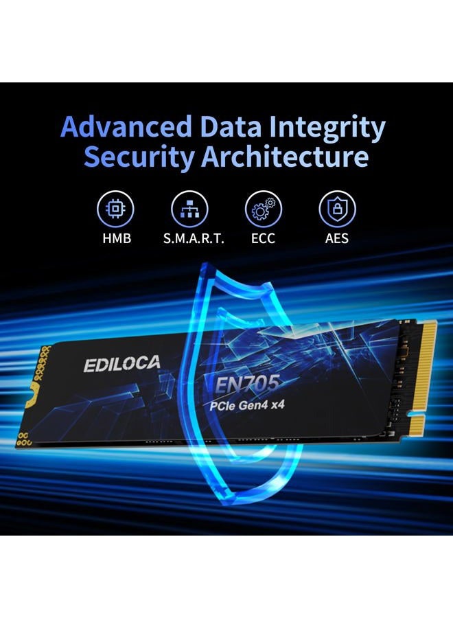 Ediloca EN705 SSD 1TB PCIe Gen4, NVMe M.2 2280, 3D NAND TLC, Up to 5000MB/s, Internal Solid State Drive, Dynamic SLC Cache, Compatible with PS5、Laptops and PC Desktops - Image 5
