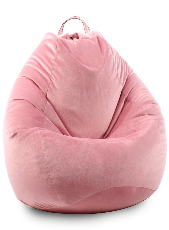 LPMOERA Stuffed Animal Storage Bean Bag Chair Cover (No Filler) Zipper Soft Fuzzy Fluffy Stuffable Bean Bag Cover for Organizing Children Plush Toys or Memory Rose Pink Small - Image 1