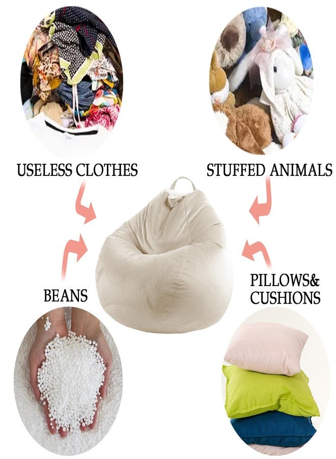 LPMOERA Stuffed Animal Storage Bean Bag Chair Cover (No Filler) Zipper Soft Fuzzy Fluffy Stuffable Bean Bag Cover for Organizing Children Plush Toys or Memory Rose Pink Small - Image 5
