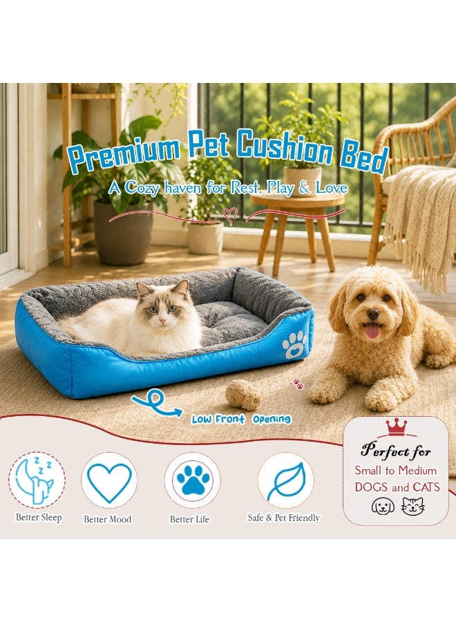 NNC PETS Pet cushion for dogs and Cats, Soft Plush pet bed with Raised sides, Low entry, and Warm, 73 cm sleeping mat with Non-slip, Comfortable, Head & Neck Support, and Breathable & Lightweight (Blue) - Image 3