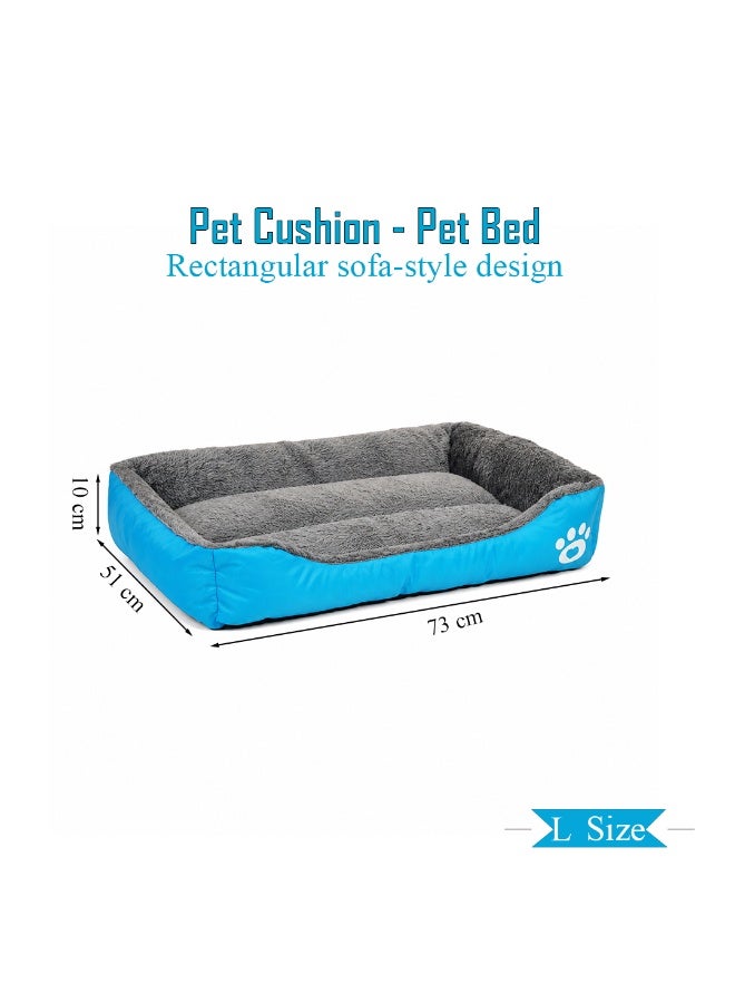 NNC PETS Pet cushion for dogs and Cats, Soft Plush pet bed with Raised sides, Low entry, and Warm, 73 cm sleeping mat with Non-slip, Comfortable, Head & Neck Support, and Breathable & Lightweight (Blue) - Image 2