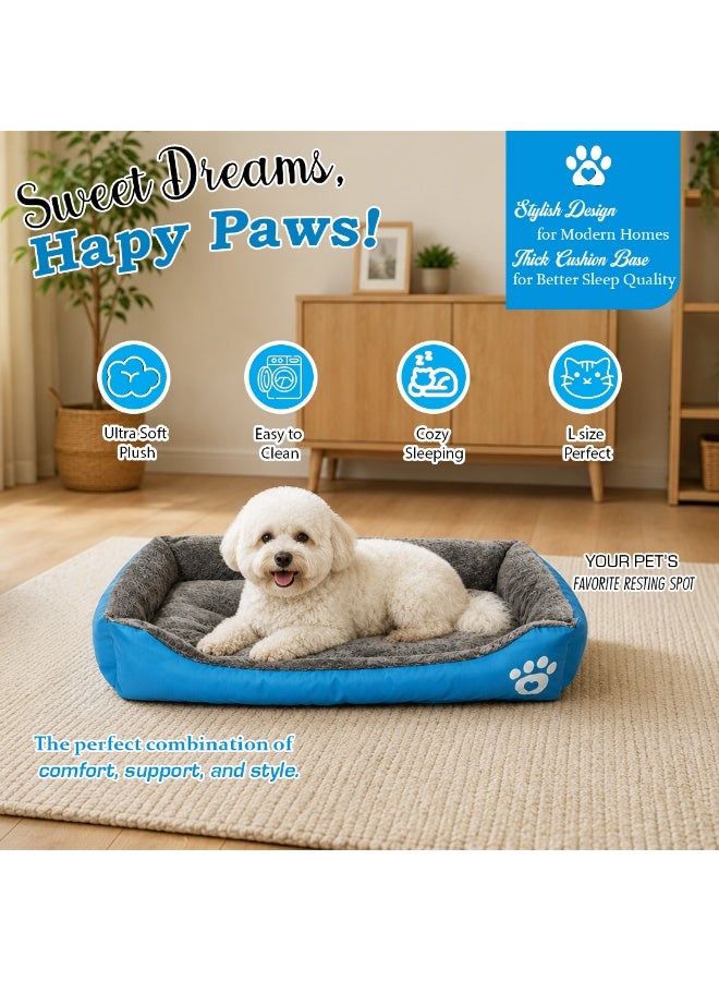 NNC PETS Pet cushion for dogs and Cats, Soft Plush pet bed with Raised sides, Low entry, and Warm, 73 cm sleeping mat with Non-slip, Comfortable, Head & Neck Support, and Breathable & Lightweight (Blue) - Image 4