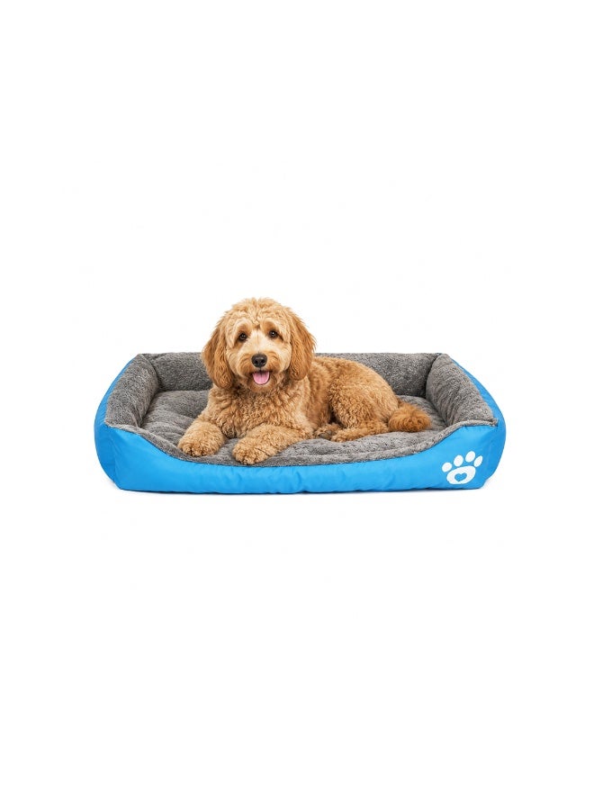 NNC PETS Pet cushion for dogs and Cats, Soft Plush pet bed with Raised sides, Low entry, and Warm, 73 cm sleeping mat with Non-slip, Comfortable, Head & Neck Support, and Breathable & Lightweight (Blue) - Image 1