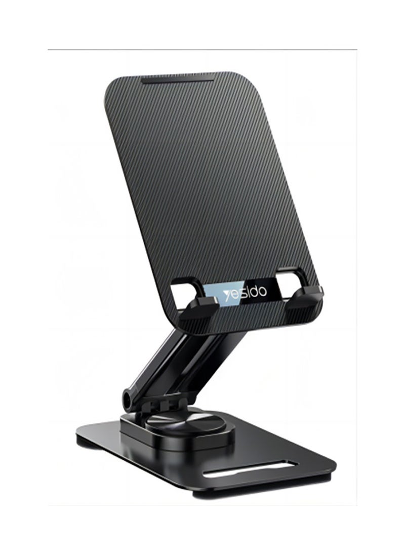 Yesido - Yesido C183 Tablet Stands Desktop Single Axis 360 Degree Rotating Stand Aluminum Alloy Table Foldable Extend Support Desk Mobile Phone Holder - Black - Image 1