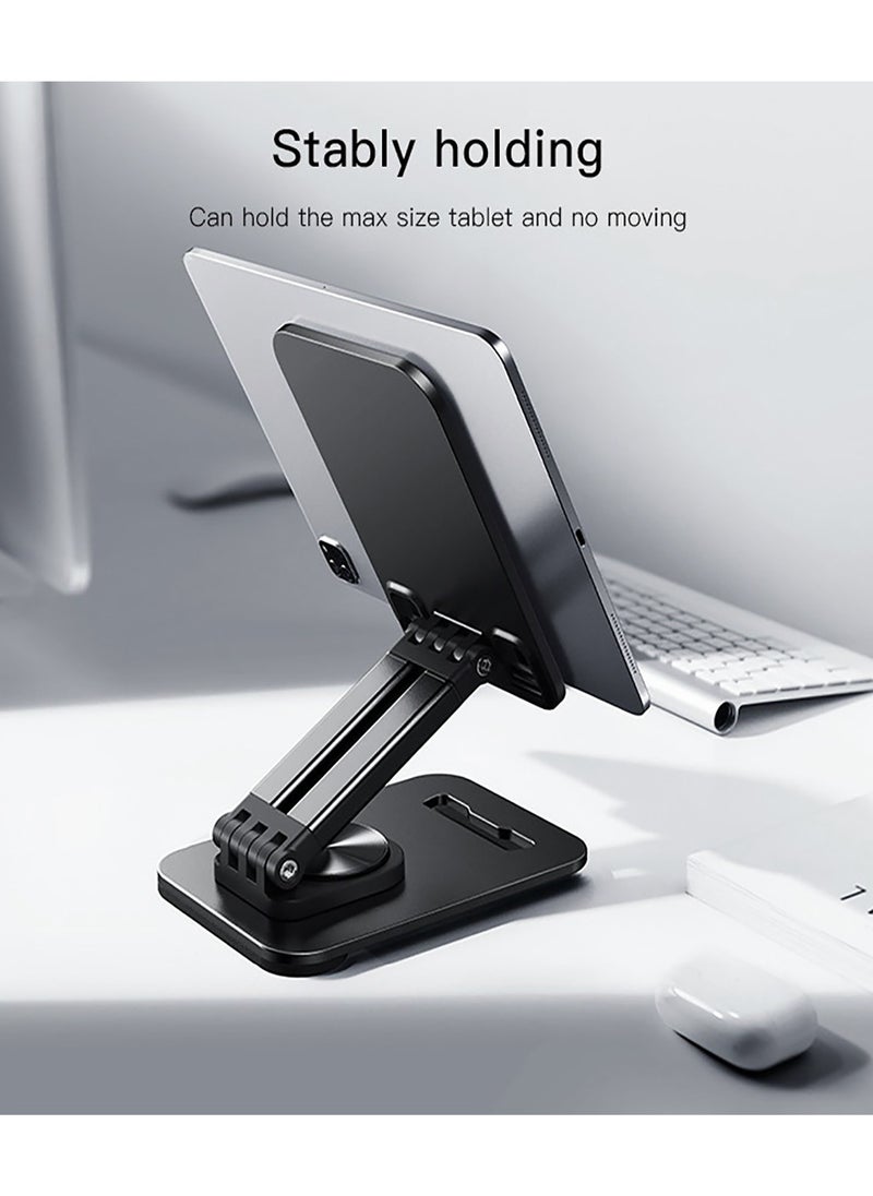 Yesido - Yesido C183 Tablet Stands Desktop Single Axis 360 Degree Rotating Stand Aluminum Alloy Table Foldable Extend Support Desk Mobile Phone Holder - Black - Image 1