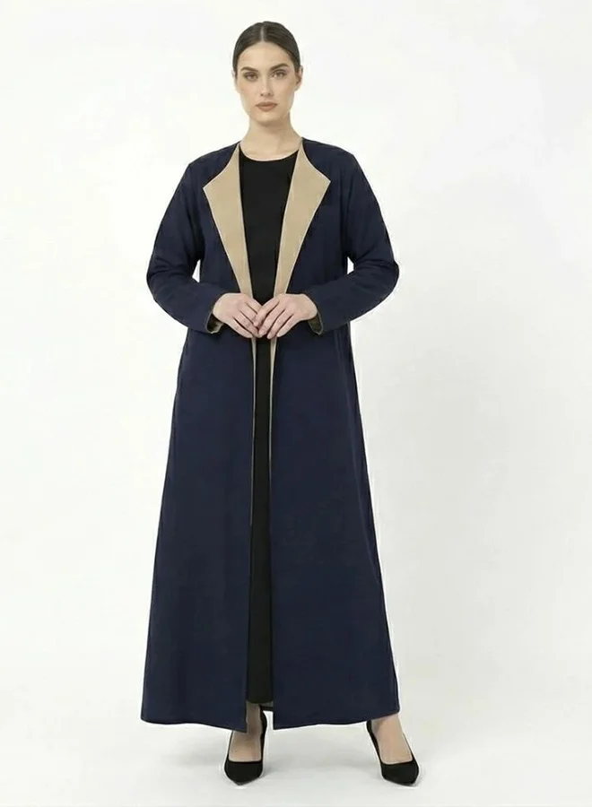 lamha abaya Double-face abaya in navy blue and beige