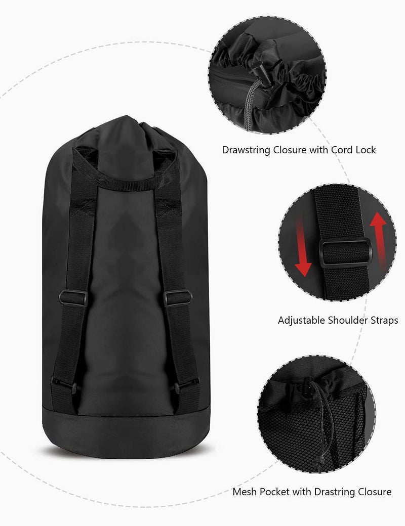 Dalykate Backpack Laundry Bag with Shoulder Straps and Mesh Pocket Durable Nylon Clothes Hamper Bag with Drawstring Closure for College, Travel, Laundromat, Apartment - Image 3