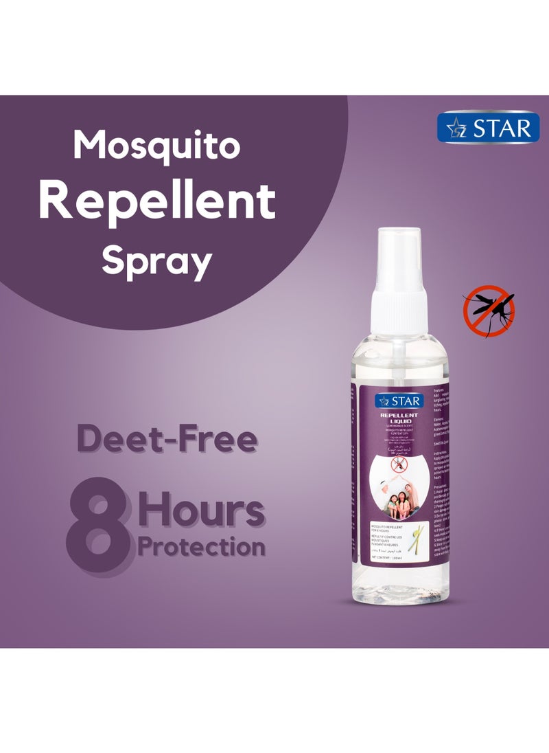 SZ Star - Mosquito Repellant Spray 100ml x 2 Packs - Deet Free Insects Killer Spray - Bug and Tick Repellent Liquid with Organic Lemongrass & Peppermint Extracts - Indoor Outdoor Mosquito Killer - Image 1