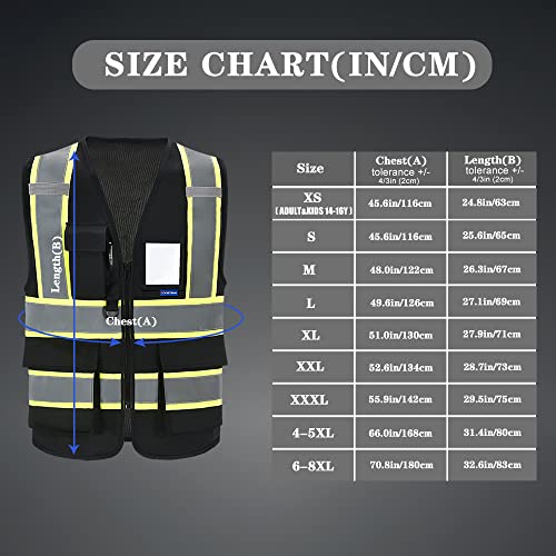 AYKRM black High Visibility Reflective Safety Vest for Women Men High Visibility Security with Pockets Zipper Front Meets ANSI/ISEA Standards - Image 4
