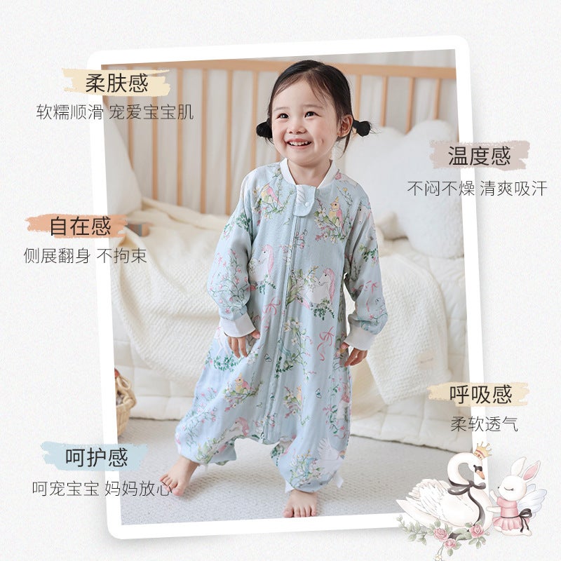 Cute Cartoon Bamboo Cotton Baby Sleeping Bag Class A Baby Anti-Kick Quilt Gauze Children'S Nightgown Home Wear Pajamas - Image 3