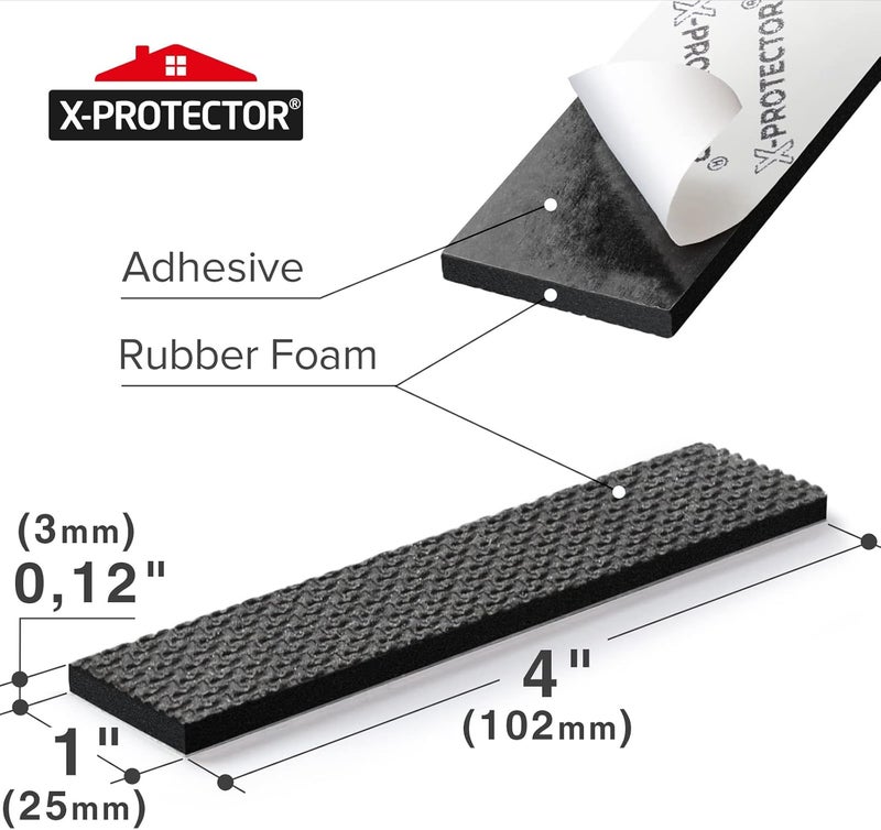 X-Protector شريط مطاطي - 8 قطع وسادات غير قابلة للانزلاق - شرائط قبضة عالمية سوداء - ذاتية اللصق - أقدام مميزة للوحة المفاتيح والأجهزة - Image 4