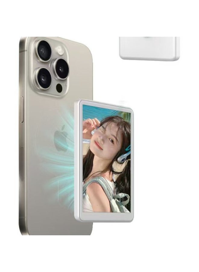ELTRAZONE Rear Self-Timer Display Screen for Mobile Phones with Magnetic Suction Mount | 4-Inch Wireless Camera Monitor for Vlogging, Selfies, and Live Video Recording | No App Required | Compact Content Creator Accessory – Color: White  - Image 4