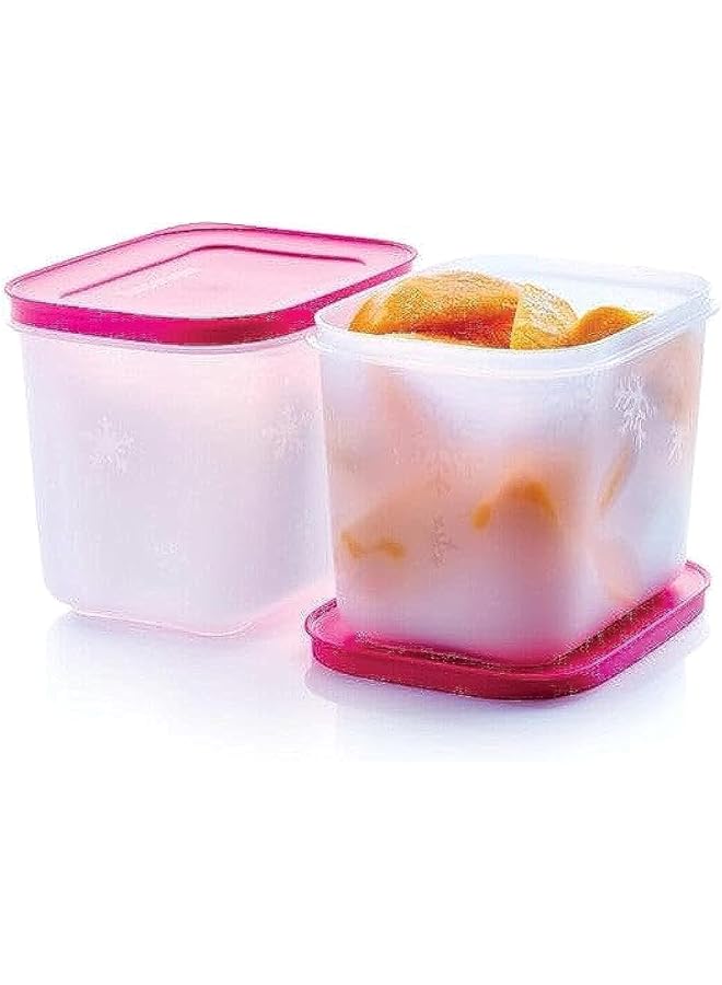 توبروير طقم علب بلاستيك فريزر ميتس 2 قطعة سعة 1.1 لتر وردي أبيض - Image 1