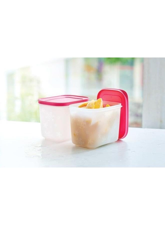 توبروير طقم علب بلاستيك فريزر ميتس 2 قطعة سعة 1.1 لتر وردي أبيض - Image 4