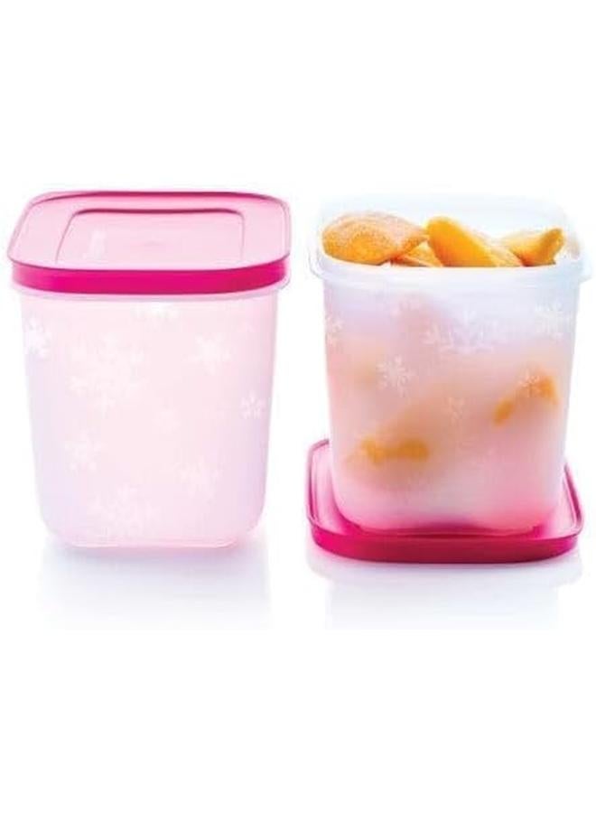 توبروير طقم علب بلاستيك فريزر ميتس 2 قطعة سعة 1.1 لتر وردي أبيض - Image 2