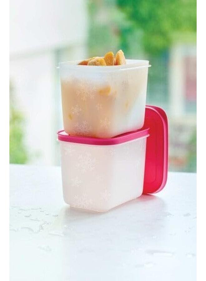 توبروير طقم علب بلاستيك فريزر ميتس 2 قطعة سعة 1.1 لتر وردي أبيض - Image 3