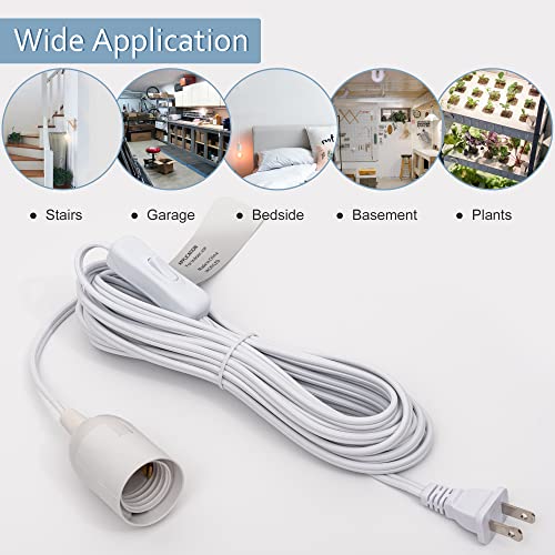 JACKYLED Extension Hanging Lantern Cord Cable 15Ft UL 360W with E26 E27 Socket On/Off Button Pendant Lighting - Image 4