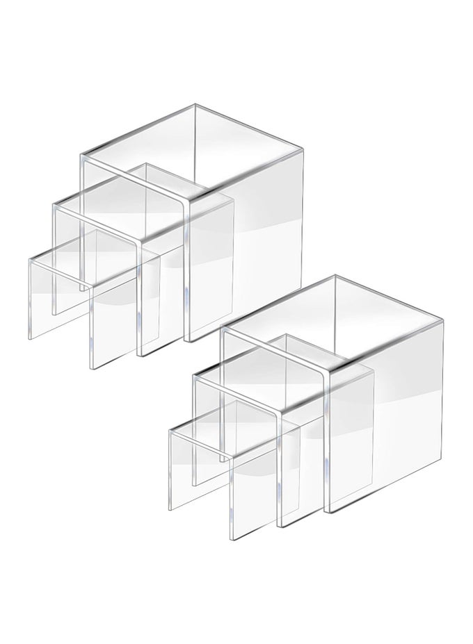 CLEAR ACRYLIC RISER DISPLAY STAND, ACRYLIC DISPLAY RISER STAND SHELF FOR POPS FIGURES, AMIIBO, JEWELRY, CANDY, CUPCAKE, DESSERT, 2 SETS - 3X4X5IN