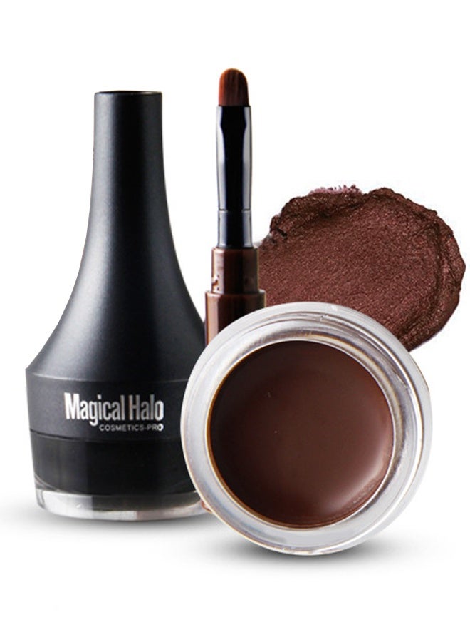 Magical Halo Soft Gel Eyeliner Waterproof Gel Eyeliner Pot Smudge Proof and Long Lasting Eyeliner High Pigment Smooth Cream Eyeliner Gel with Brush Easy to Apply Eyebrow Gel Pot Brown 02 - Image 1