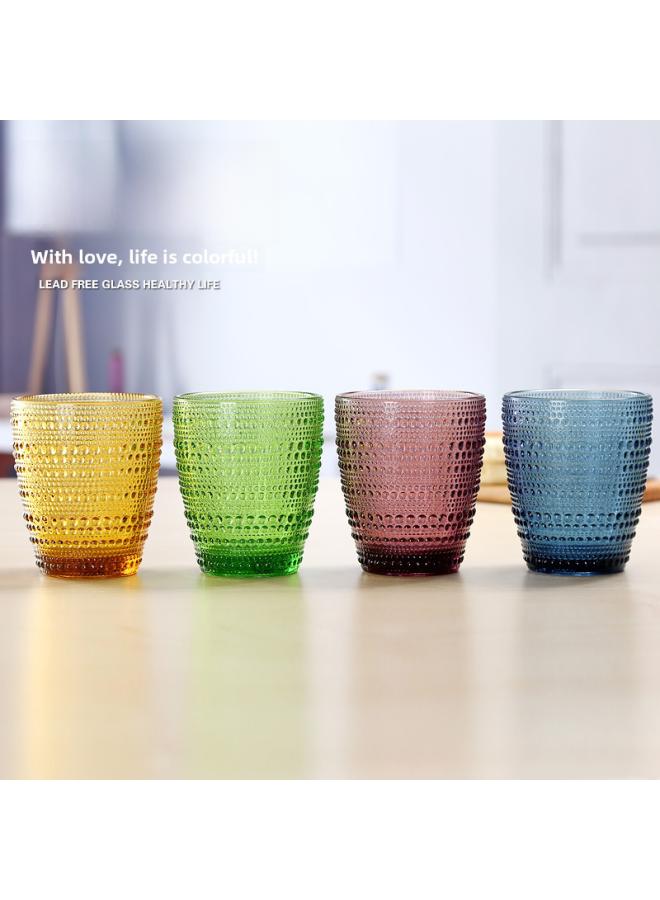 Beauenty Cold Water Cup Home Color Drinking Water Primary Color Glass Coconut Tree Small Fish Wave Point Starfish Four Colors Random Hair 