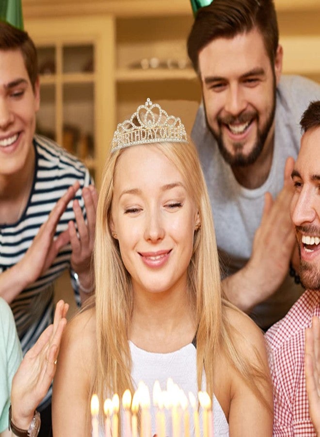AOPRIE Birthday Queen Sash Crown for Women Tiara for Girl Headband Princess Crown Rhinestone Happy Birthday Accessories Gold - Image 4