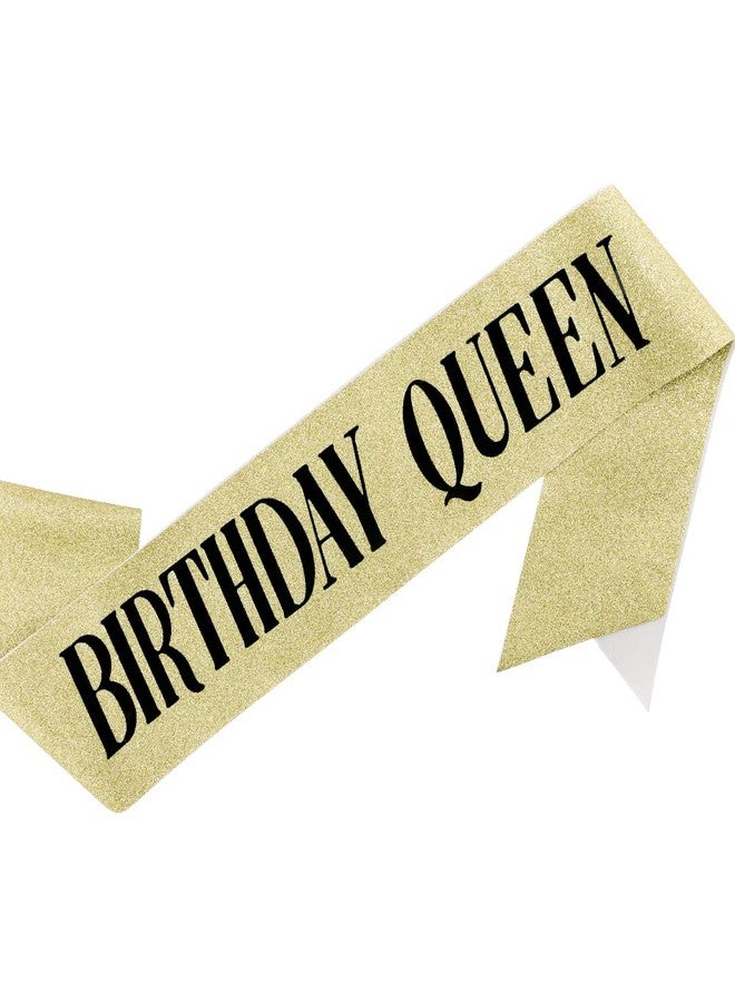 AOPRIE Birthday Queen Sash Crown for Women Tiara for Girl Headband Princess Crown Rhinestone Happy Birthday Accessories Gold - Image 2