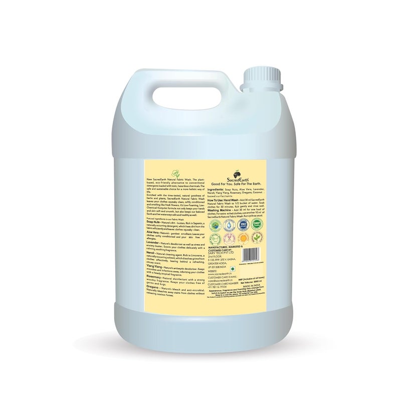SacredEarth - Good For You. Safe For The Earth SacredEarth Good For You Safe For The Earth Natural Fabric Liquid Wash with Soap Nuts Rosemary Lavender Oregano and Neroli 5 L - Image 2