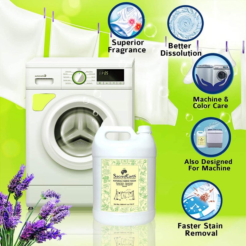 SacredEarth - Good For You. Safe For The Earth SacredEarth Good For You Safe For The Earth Natural Fabric Liquid Wash with Soap Nuts Rosemary Lavender Oregano and Neroli 5 L - Image 5