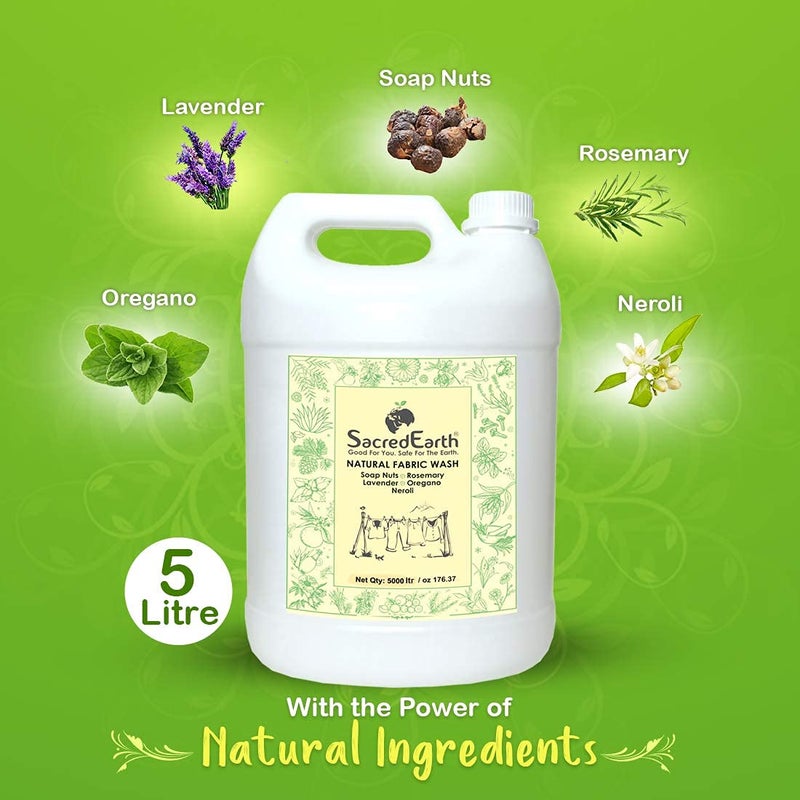 SacredEarth - Good For You. Safe For The Earth SacredEarth Good For You Safe For The Earth Natural Fabric Liquid Wash with Soap Nuts Rosemary Lavender Oregano and Neroli 5 L - Image 4