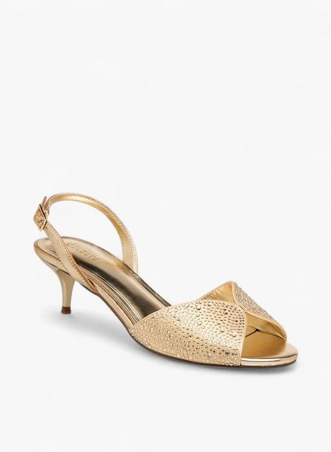 Women Embellished Slingback Kitten Heel Sandals