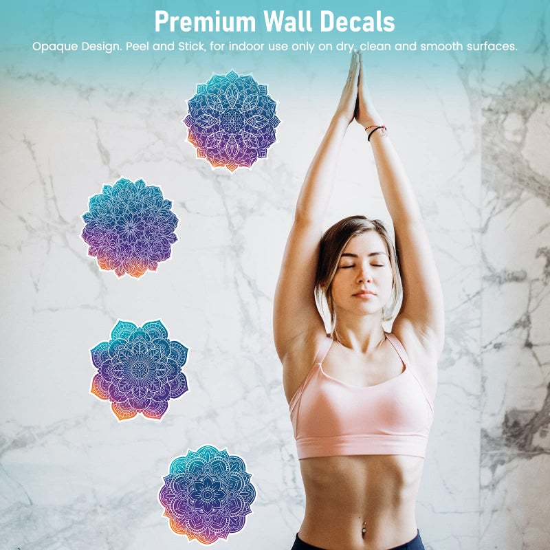 iinuu Mandala Wall Decals 7 Kinds Colorful Mandala Flower Wall Stickers Removable Vinyl Lotus Wall Art Decor for Yoga Meditation Living Room Bedroom Wall Window Decor  - Image 2