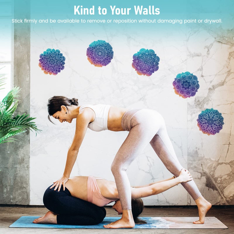 iinuu Mandala Wall Decals 7 Kinds Colorful Mandala Flower Wall Stickers Removable Vinyl Lotus Wall Art Decor for Yoga Meditation Living Room Bedroom Wall Window Decor  - Image 4