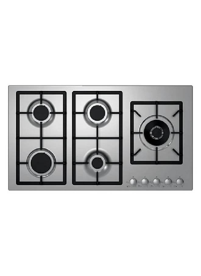 kitchen Line Surface 90 cm, 5 gas burners with front switches, side eyes, heavy duty grille - KLQ905VRGL  - Image 1