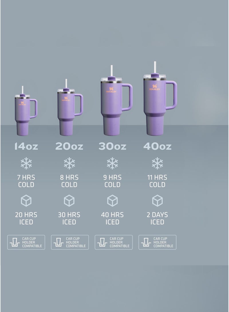 Stanley Quencher H2.0 Tumbler with Handle and Straw 40 oz | Flowstate 3-Position Lid | Cup Holder Compatible for Travel | Insulated Stainless Steel Cup | BPA-Free | Periwinkle Shimmer - Image 5