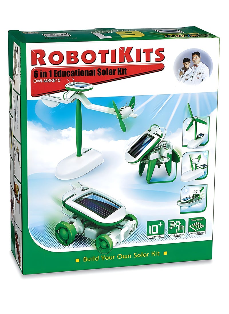 MAGIC VAULT 6 in 1 Solar Educational Kit Boat Fan Car Robot Toy Kids  - Image 1