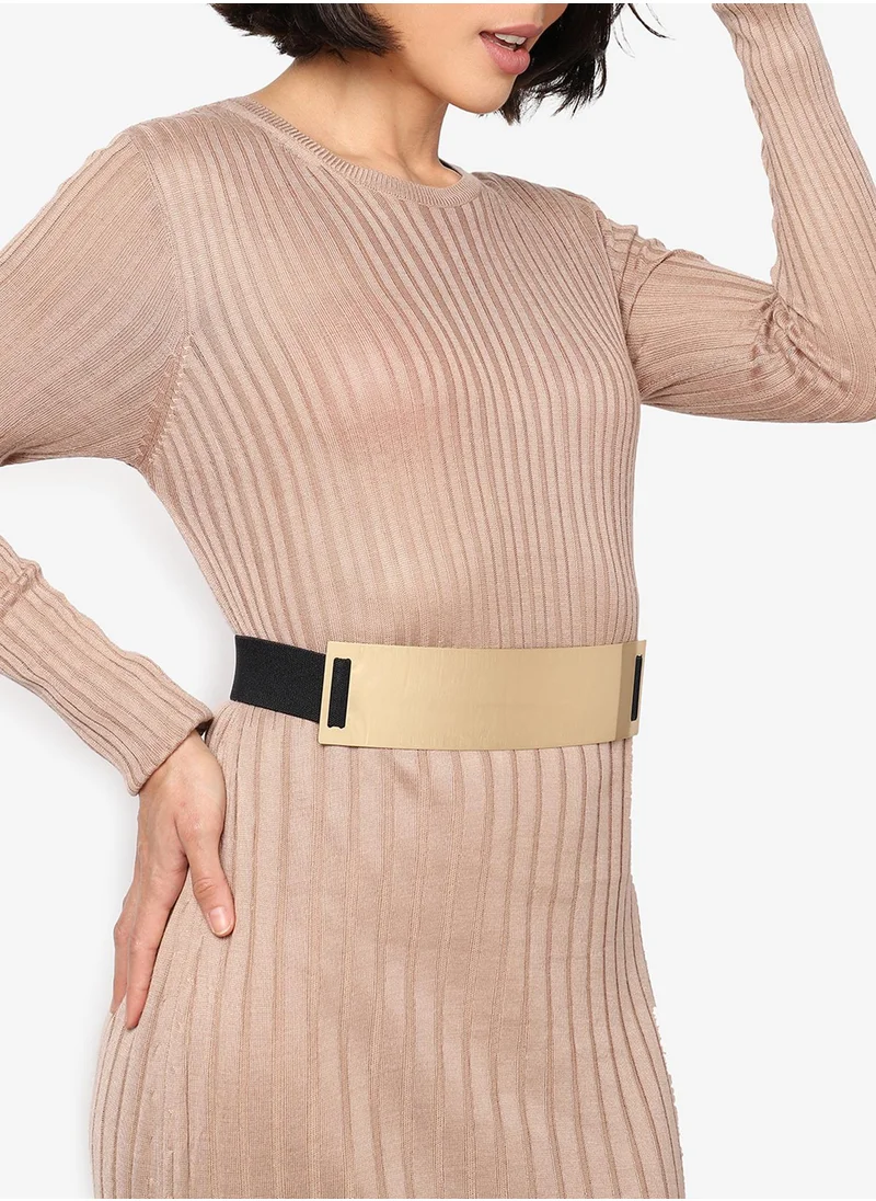 Haute Sauce Gold-Coloured Solid Waist Belt