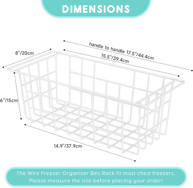 DPZM 2Packs 17.5 inch Chest Freezer Organizer, Refrigerator Organizer Bins, Freezer Baskets with Handles, Metal Wire Baskets for Snacks, fruits, Potatoes, Meat - Image 2